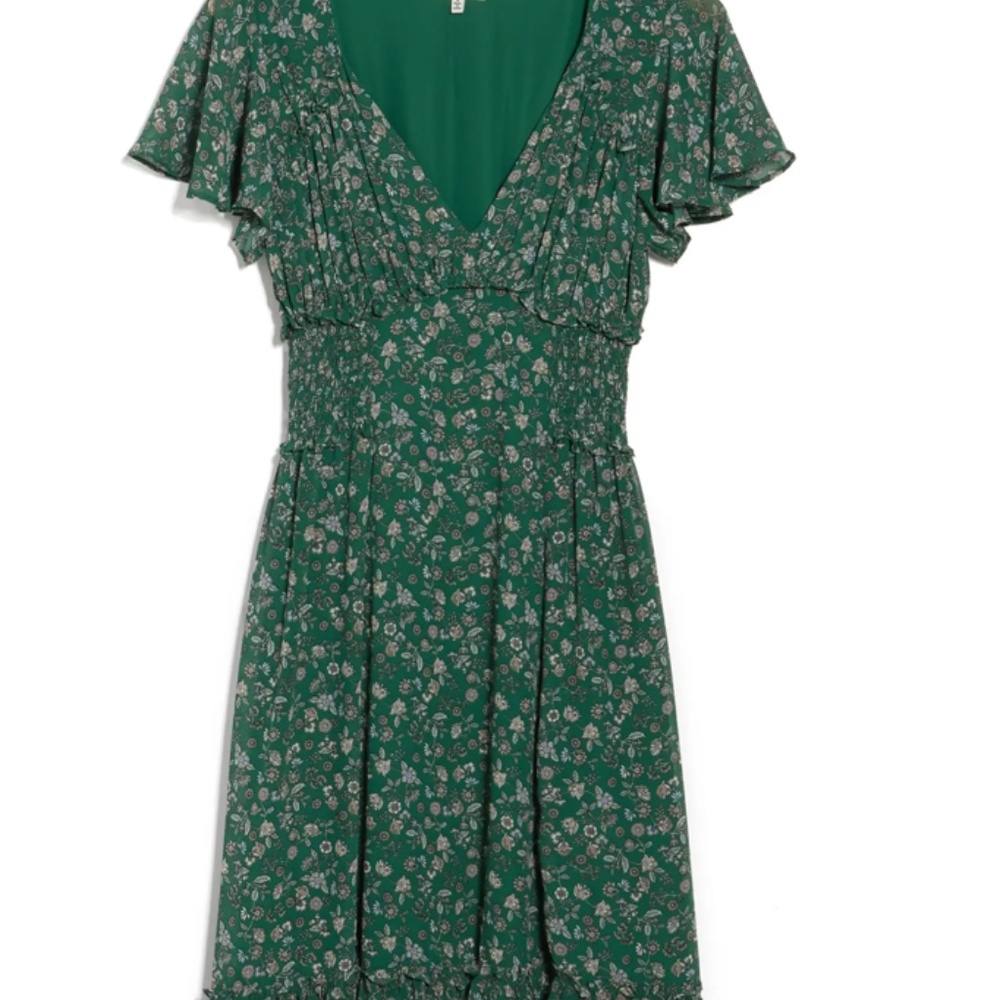 MAXSTUDIO Printed Ruffle Short Sleeve Dress